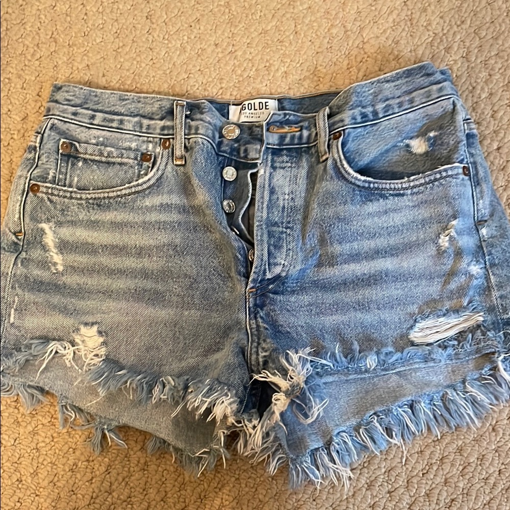Agolde Parker Blue Jean Shorts Distressed Cut-Off Style 28